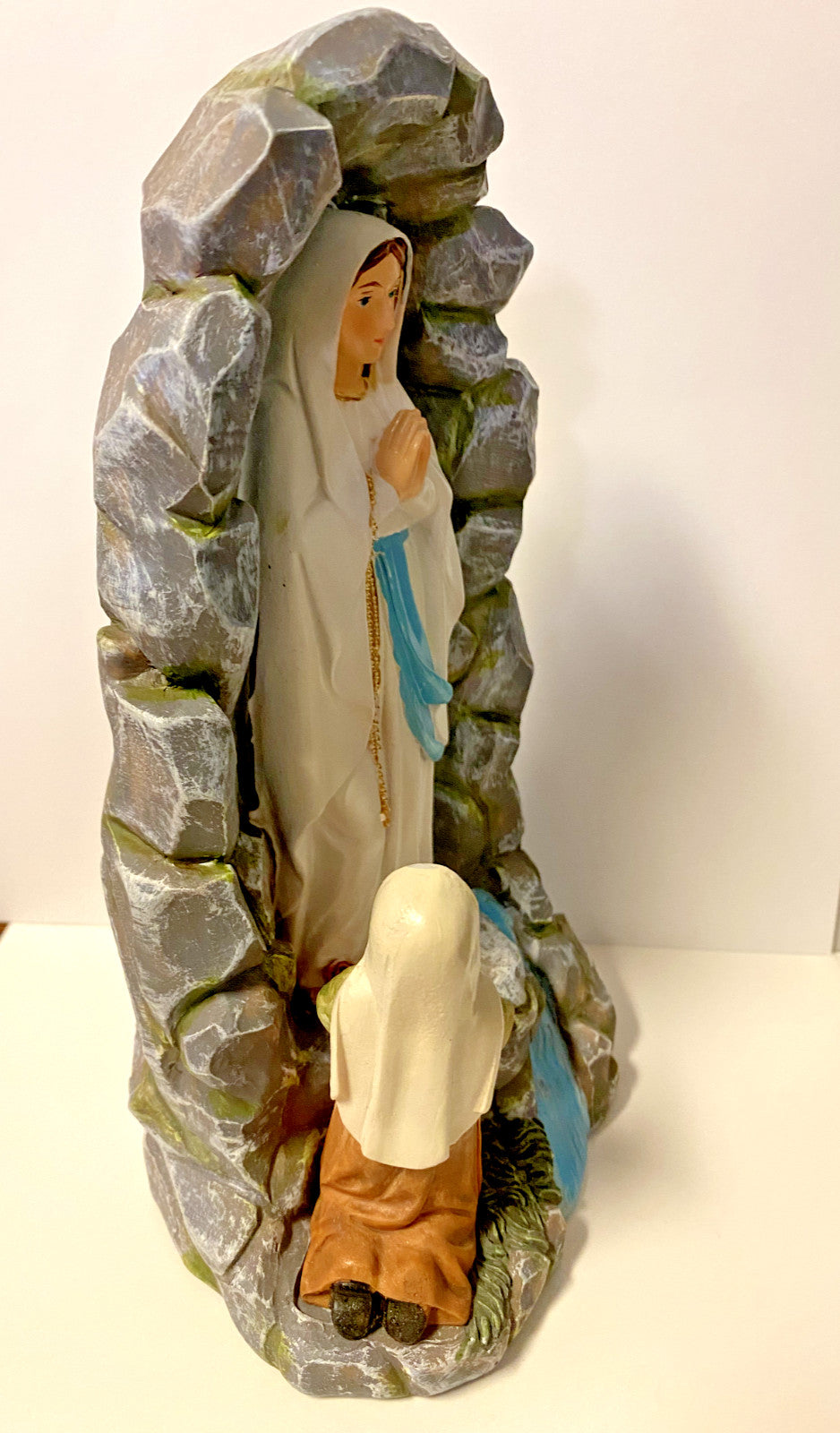 Our Lady of Lourdes in Grotto with Saint Bernadette 8" Resin Statue #AB-201