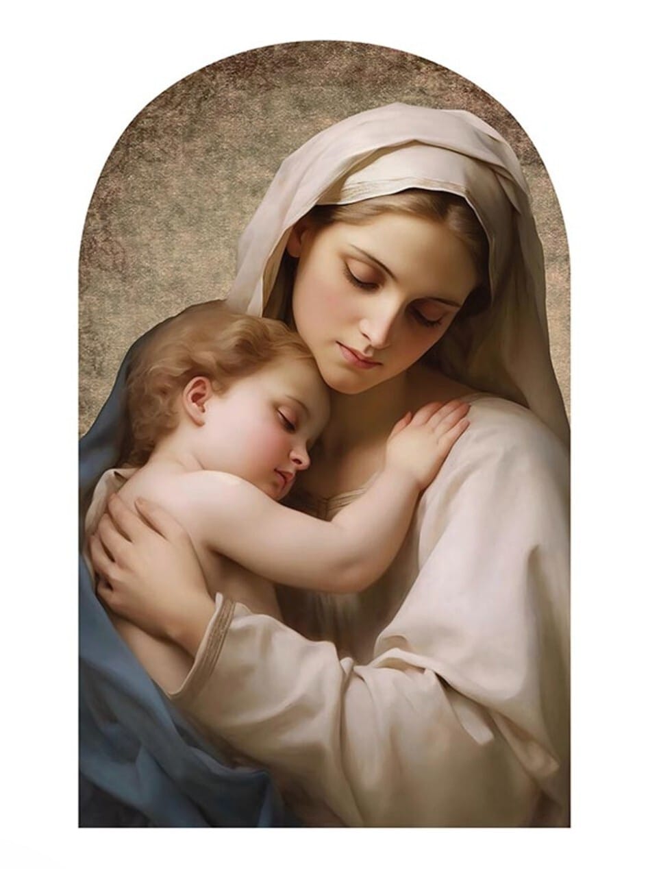 Wood plaque featuring Madonna with Child religious artwork, 8-inch size, from Bob and Penny Lord Journeys of Faith collection.