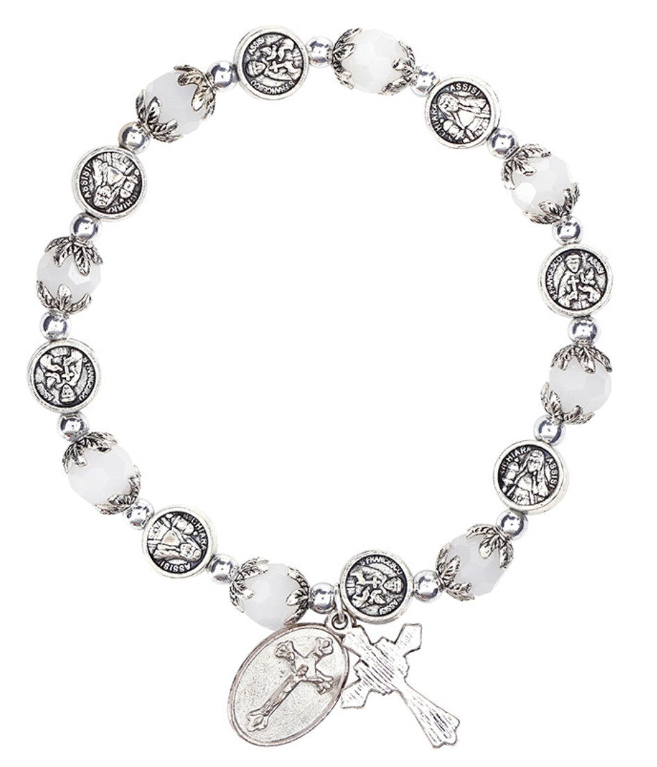 Saint Francis  & St Clare of Assisi Crystal Medal Bracelet, New #AB-274-R2 - Journeys of Faith
