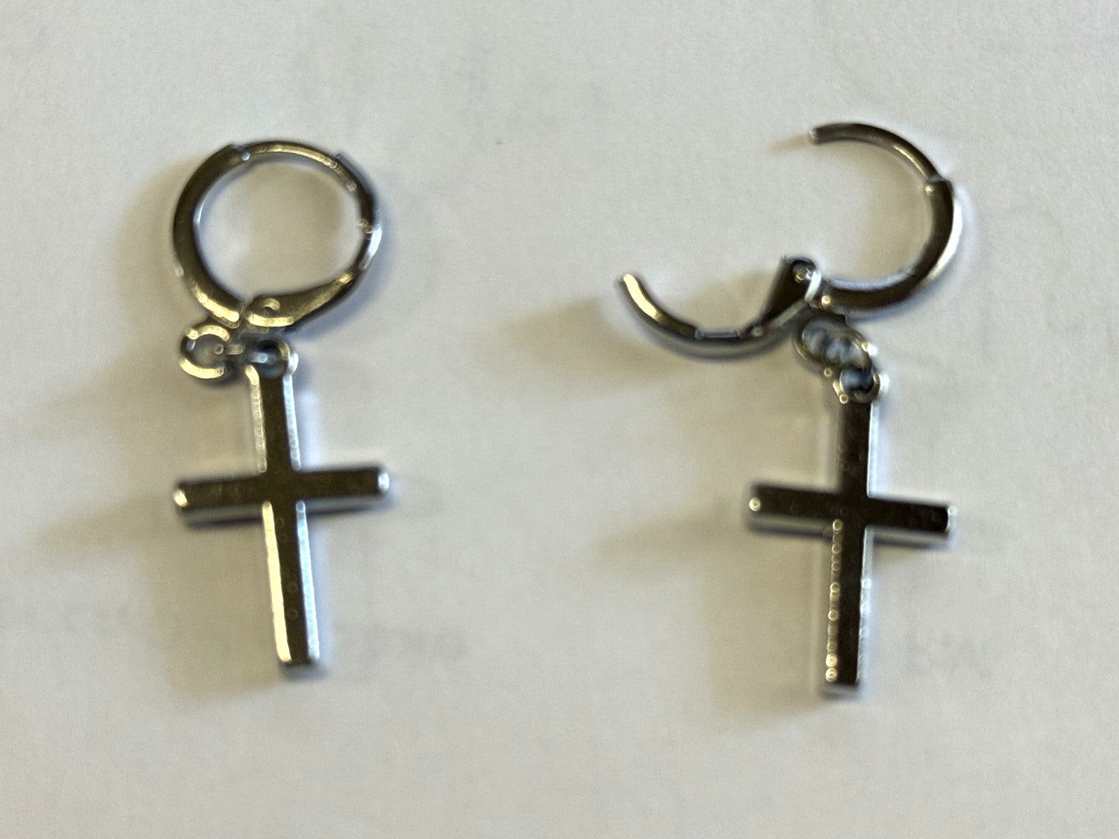 .925 Sterling Silver Small Cross Earrings, New #AB-379-R2 - Journeys of Faith