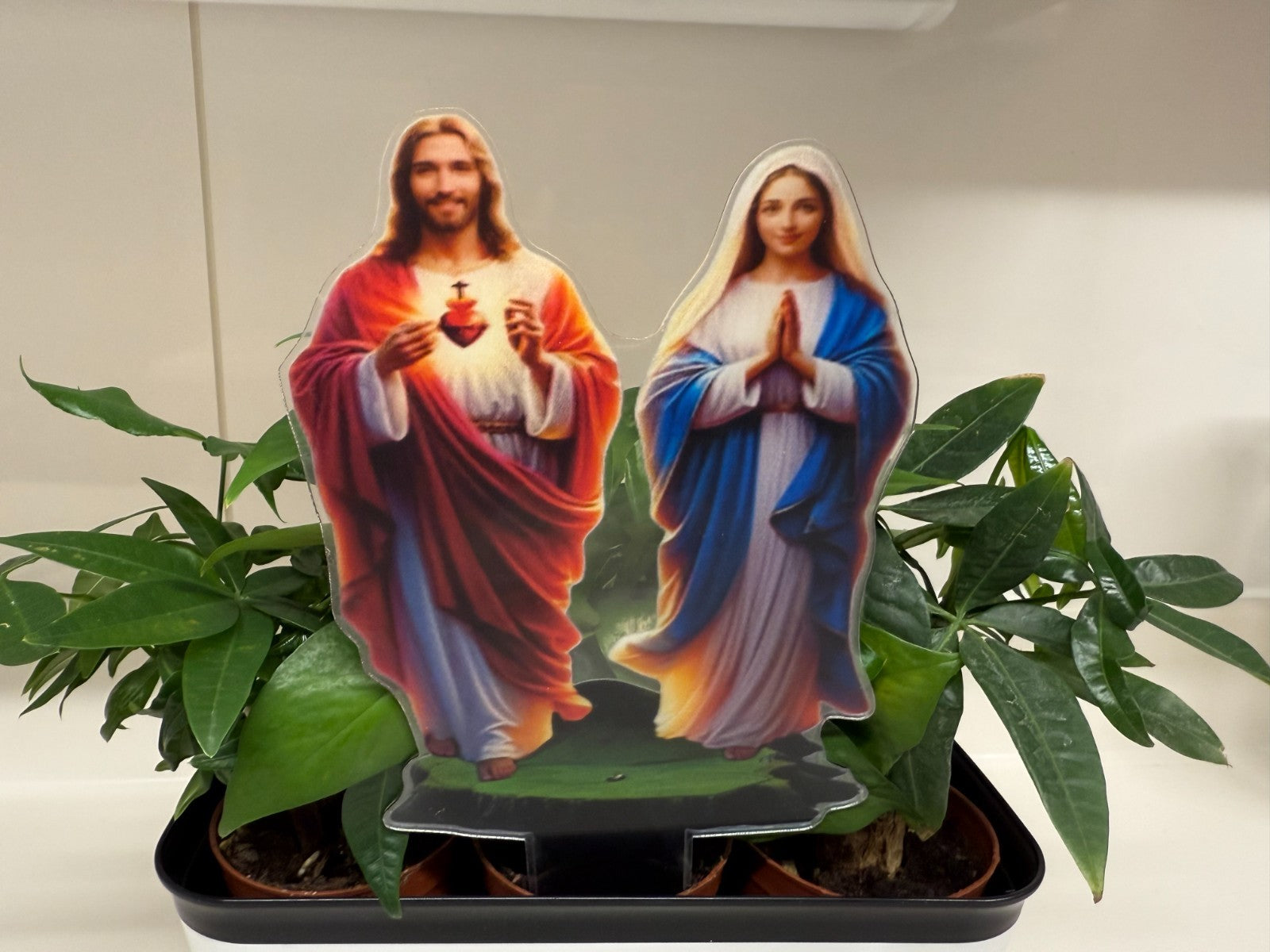 Sacred Hearts of Jesus & Mary Acrylic Garden Stake, New #ALM-023-R2 - Journeys of Faith