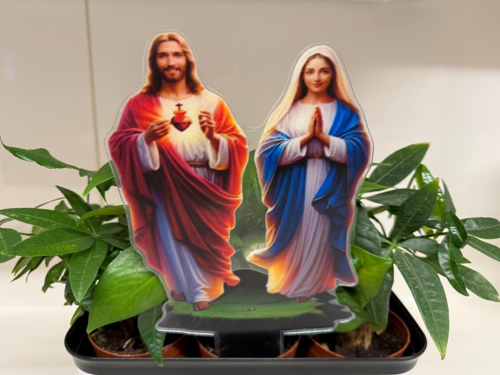 Sacred Hearts of Jesus & Mary Acrylic Garden Stake, New #ALM-023-R2 - Journeys of Faith