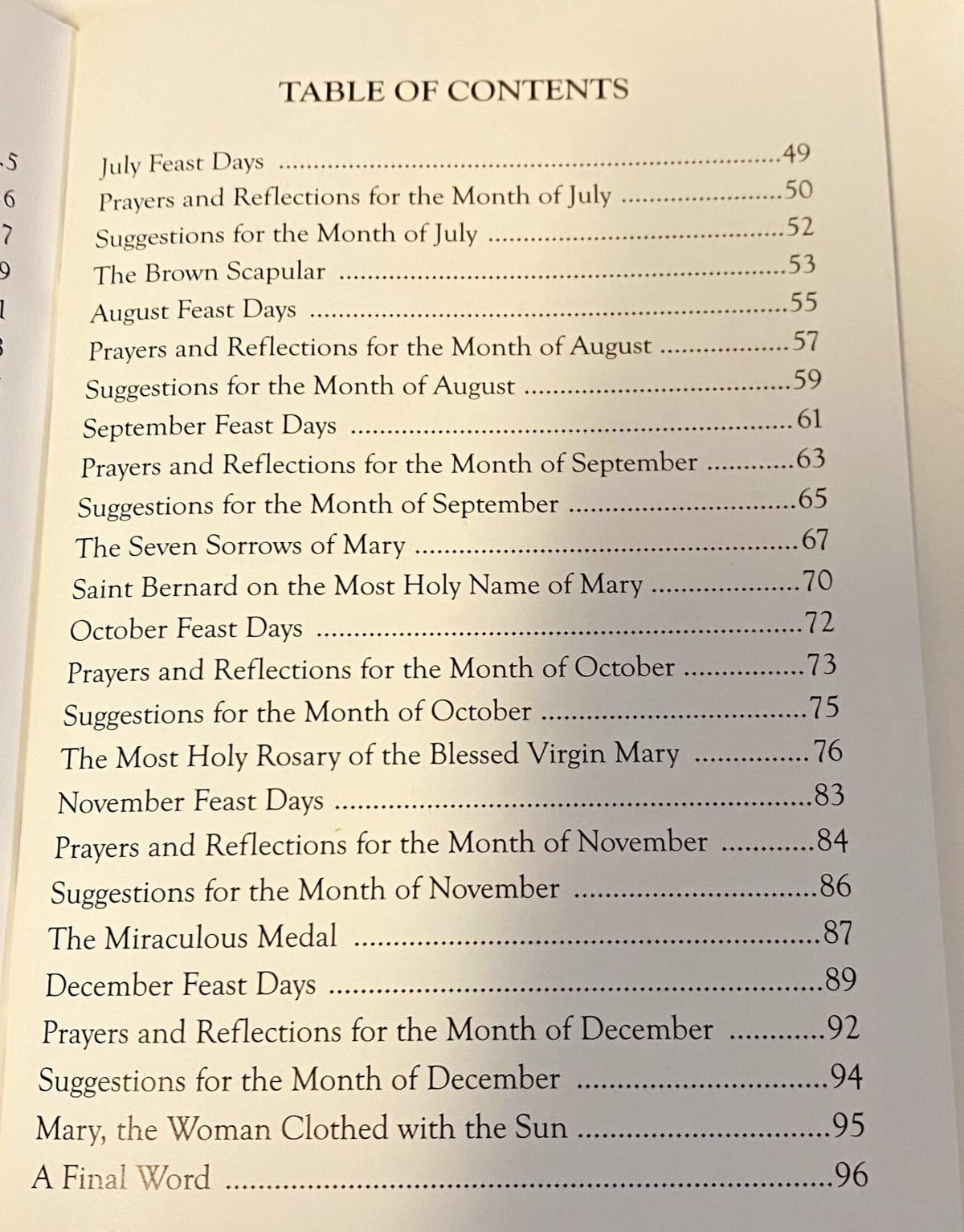Holy card from the "Though the Year with Mary" booklet by Bob and Penny Lord Journeys of Faith, featuring religious imagery.
