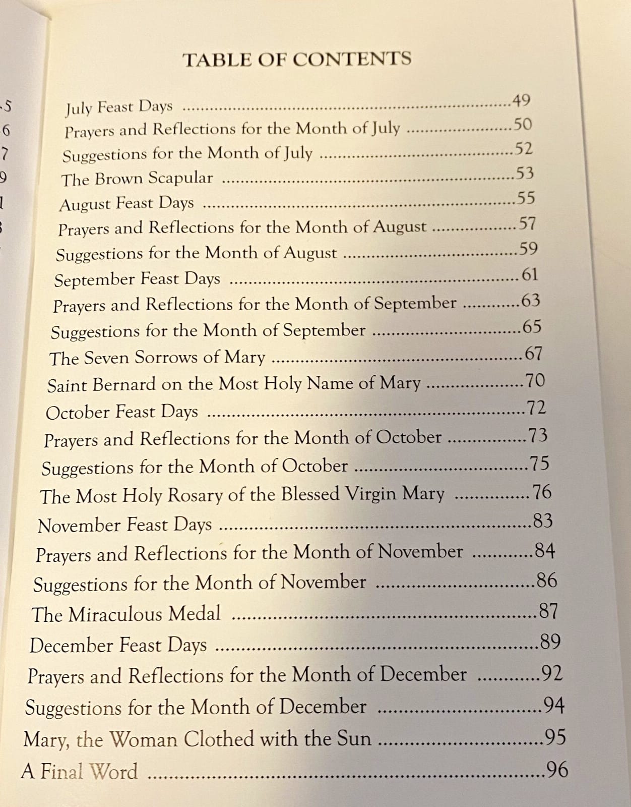 Holy card from the "Though the Year with Mary" booklet by Bob and Penny Lord Journeys of Faith, featuring religious imagery.