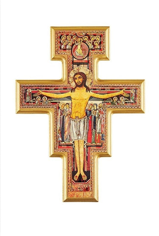 San Damiano blank note card with envelope from Journeys of Faith, 6.75 x 4.5 inches, featuring a simple, elegant design.