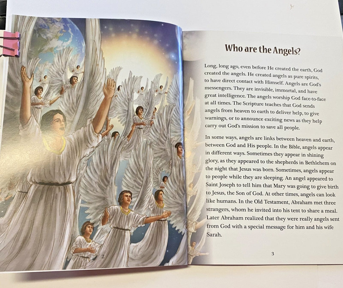 Children's paperback book titled "The Angels of God" by Bob and Penny Lord, featuring angel illustrations on the cover.