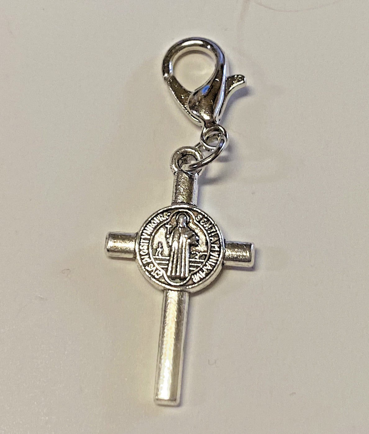 Saint Benedict Silver tone 1.50" Cross Charm, New #AB-024-1