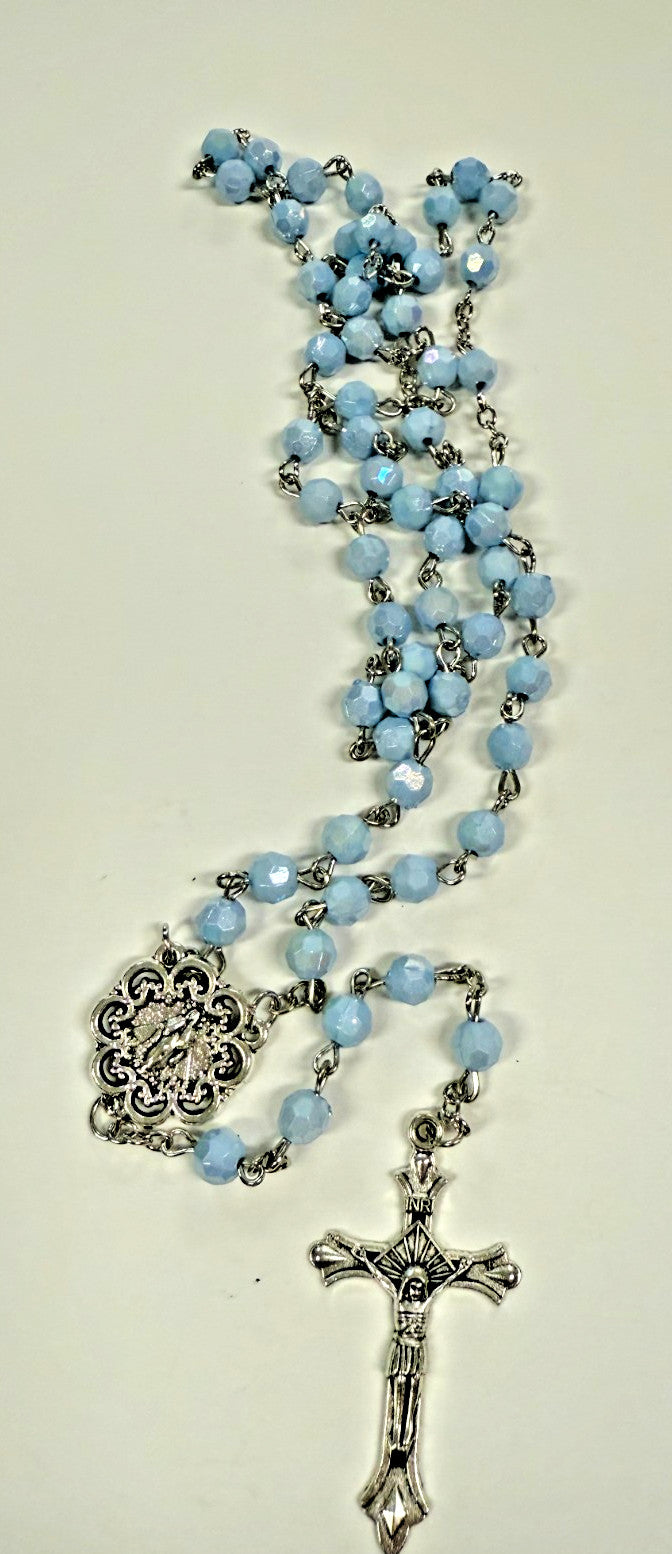 Iridescent Light Blue Rosary, New Gftshp-62 - Journeys of Faith