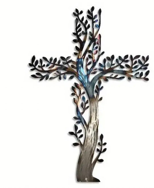 Tree of Life Metal 12" Cross Wall Art,  New #AB-339-R2 - Journeys of Faith