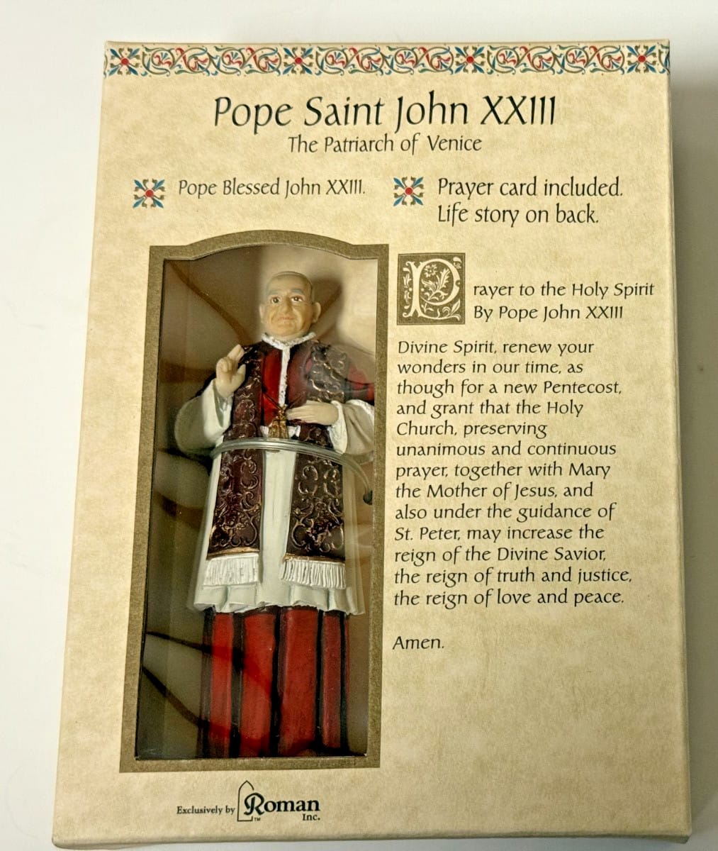 Pope Saint John XXIII 4" H Statue, Prayer Card + Bio, New #RM-57 Journeys of Faith Collectibles:Religion & Spirituality:Christianity:Statues & Figures