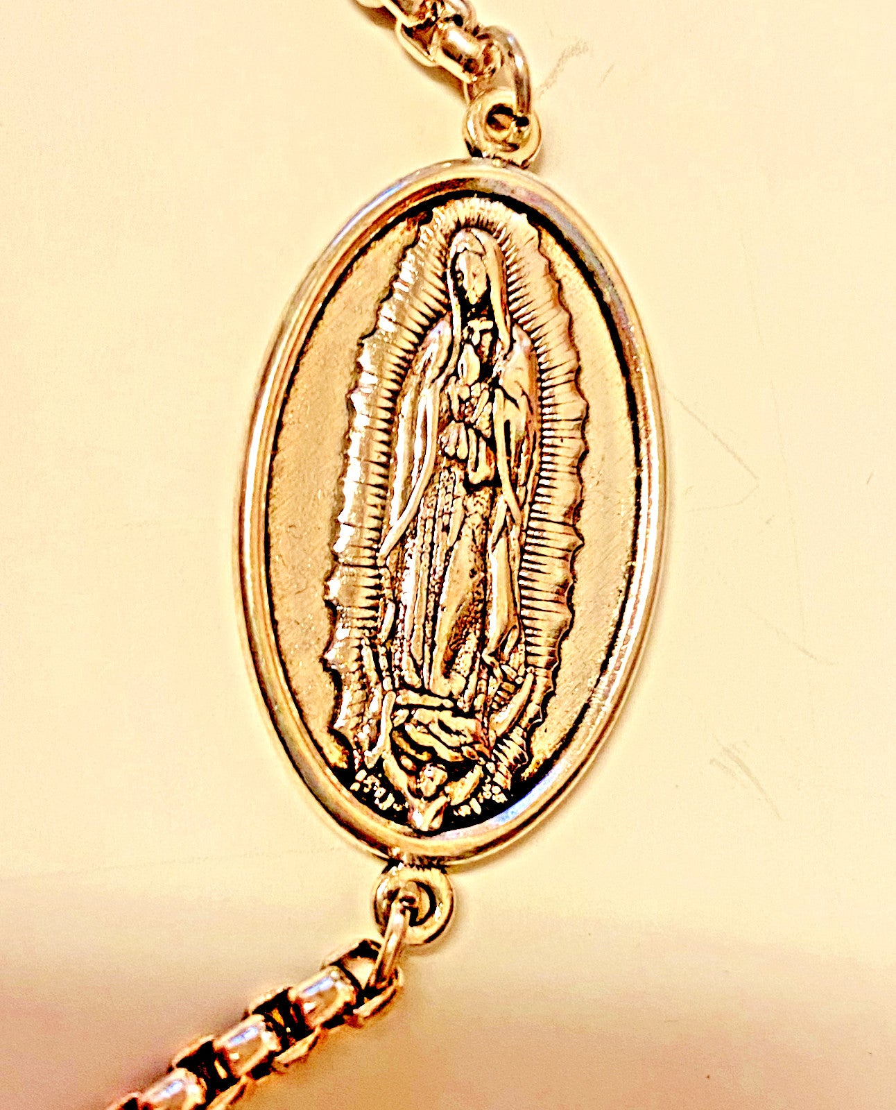 Our Lady of Guadalupe Box Chain Bracelet, New #MD-081