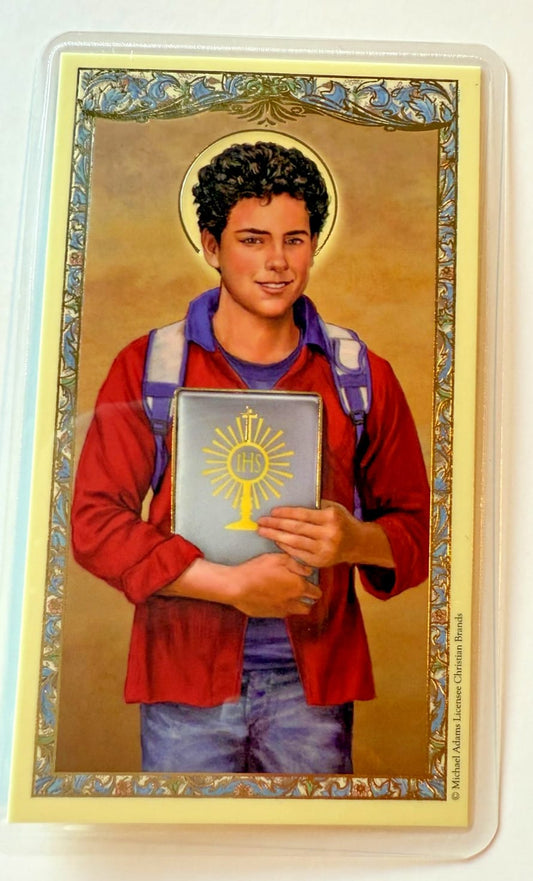 St Carlo Acutis Laminated Prayer Card, New #PC-120 Journeys of Faith Collectibles:Religion & Spirituality:Christianity:Holy Cards