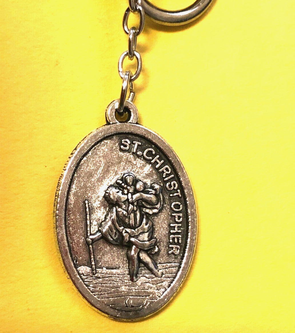 Saint Christopher Faux Pearls 1 decade Rosary Clip + Prayer Card, New ,#MD-047 - Journeys of Faith