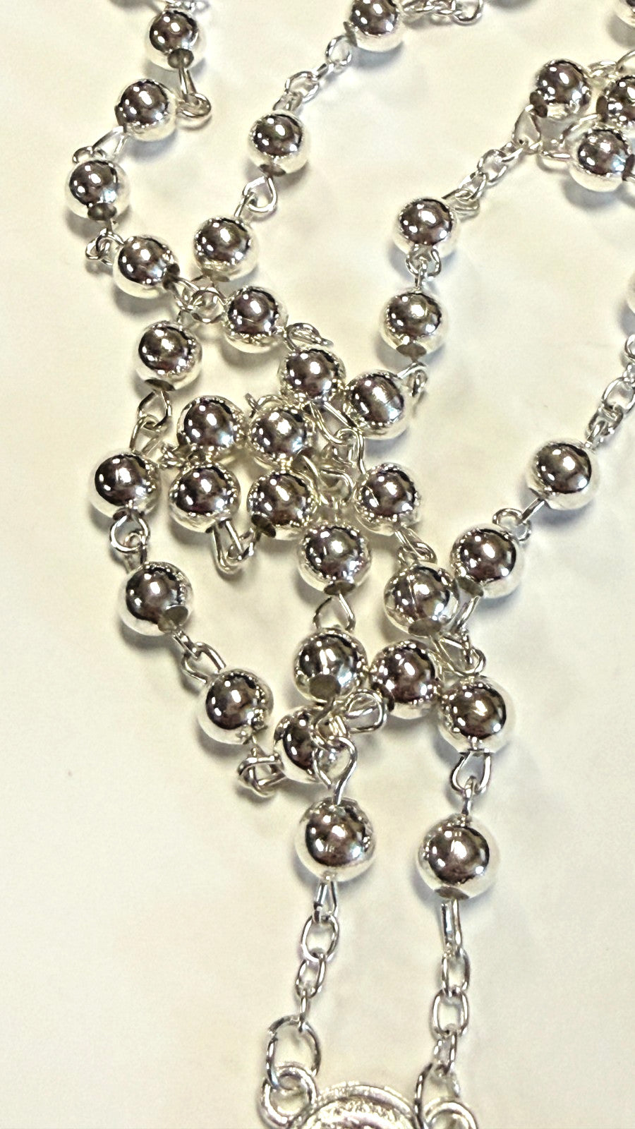 Blessed Mother  + Divine Mercy  .925 Silver Rosary,  New #Gftshp-155