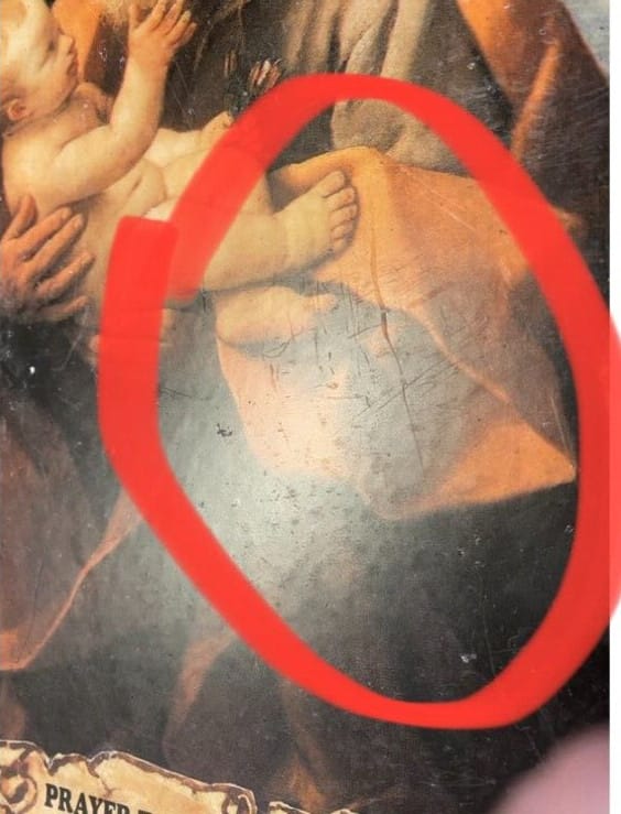 Saint Joseph wax paper scalloped edge wall canvas from Jerusalem, religious Christian print by Journeys of Faith.