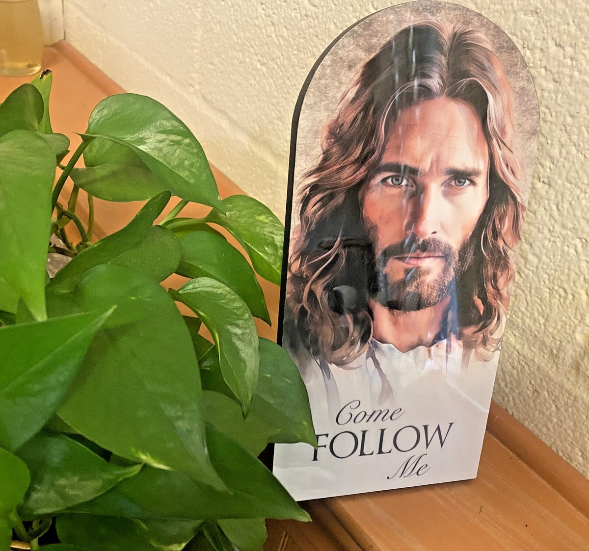 Jesus "Come Follow Me" 10-inch wooden plaque, Christian religious decor with inspirational message from Bob and Penny Lord Journeys of Faith