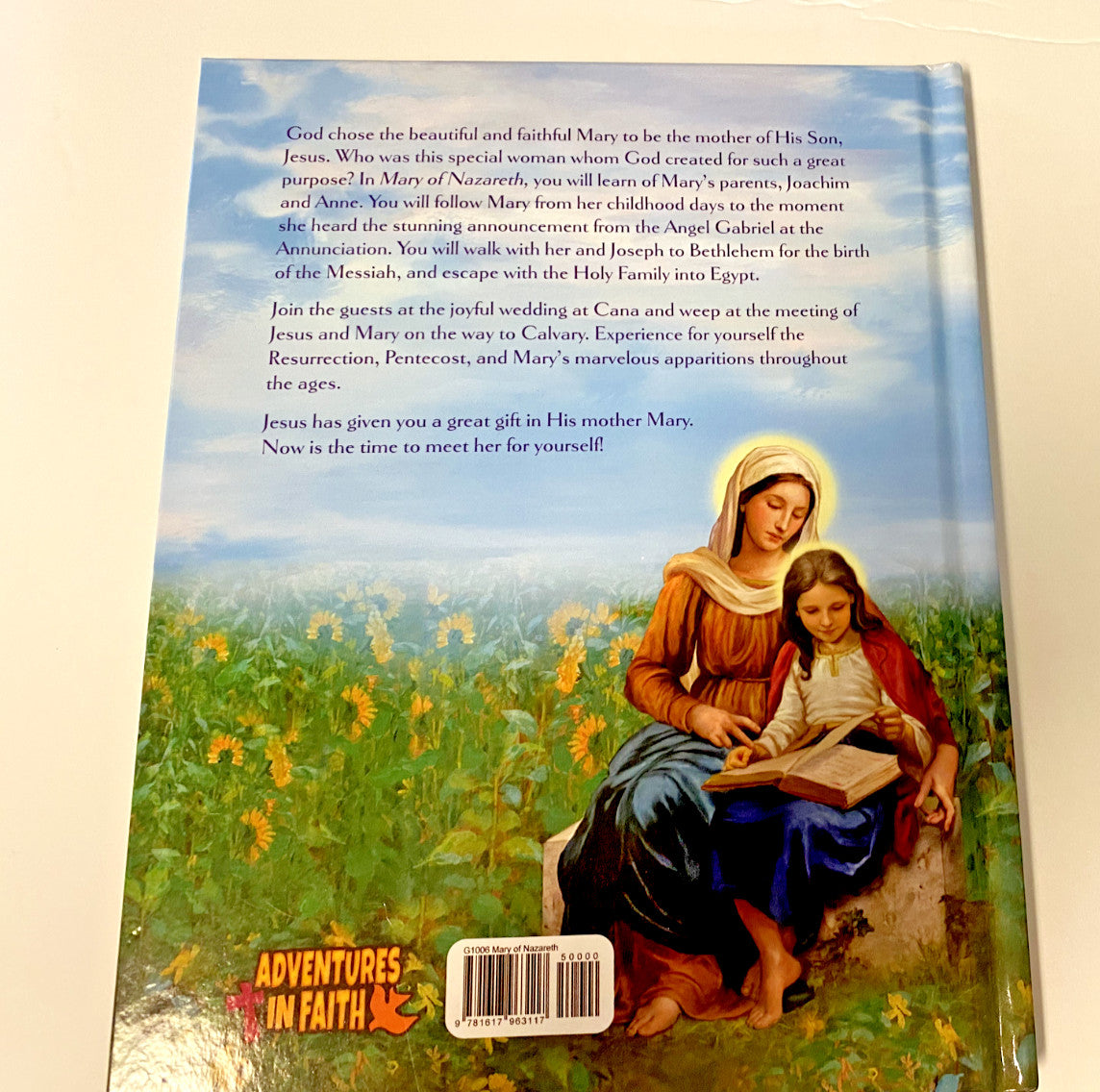Children's Mary of Nazareth book by Bob and Penny Lord, featuring religious Christian collectibles for children.