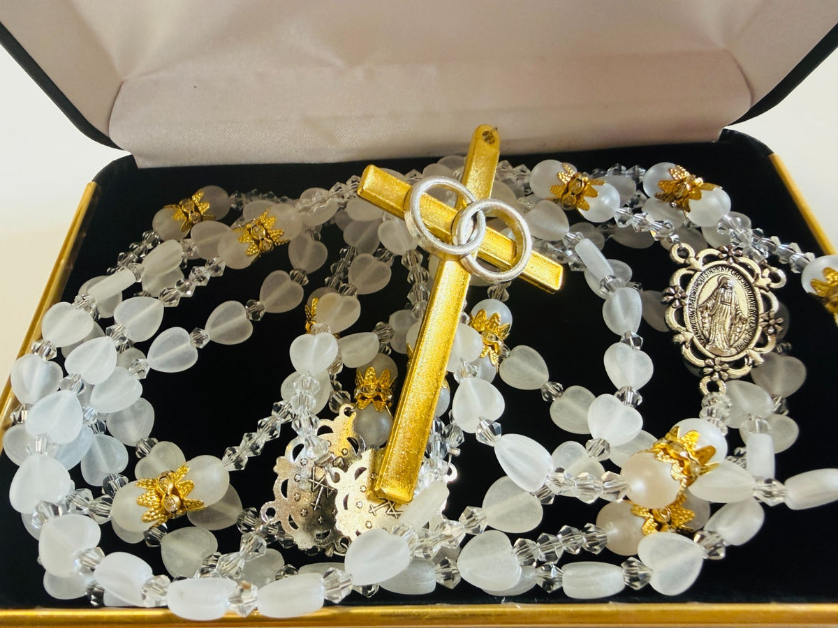 Wedding Rosary/Lazo Matrimonial, White + Two Tone, New, #Gftshp-288 - Journeys of Faith