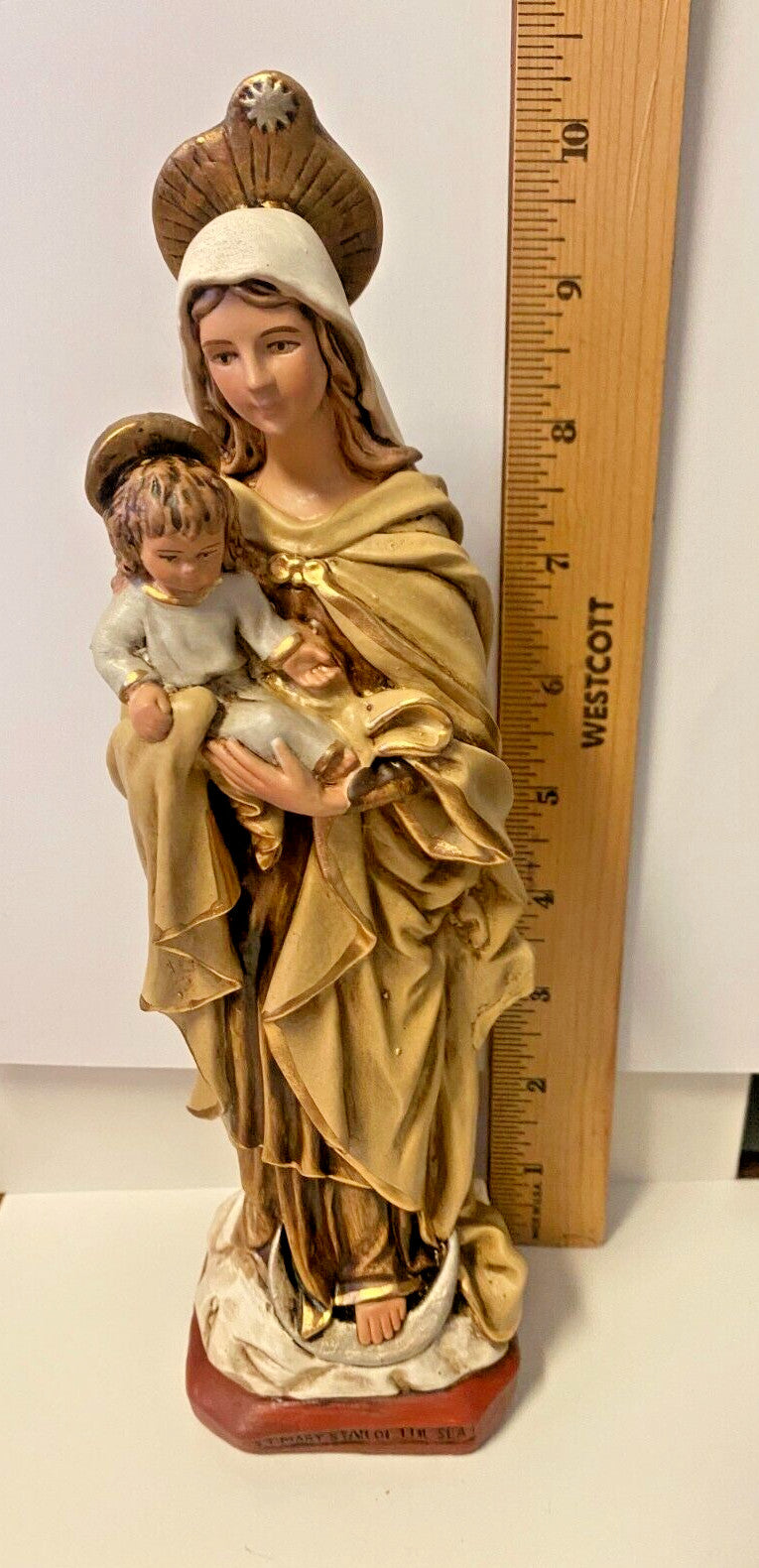 Our Lady Mary Star of the Sea Hand Painted 10.5" Statue, From Colombia #L013/586 - Journeys of Faith
