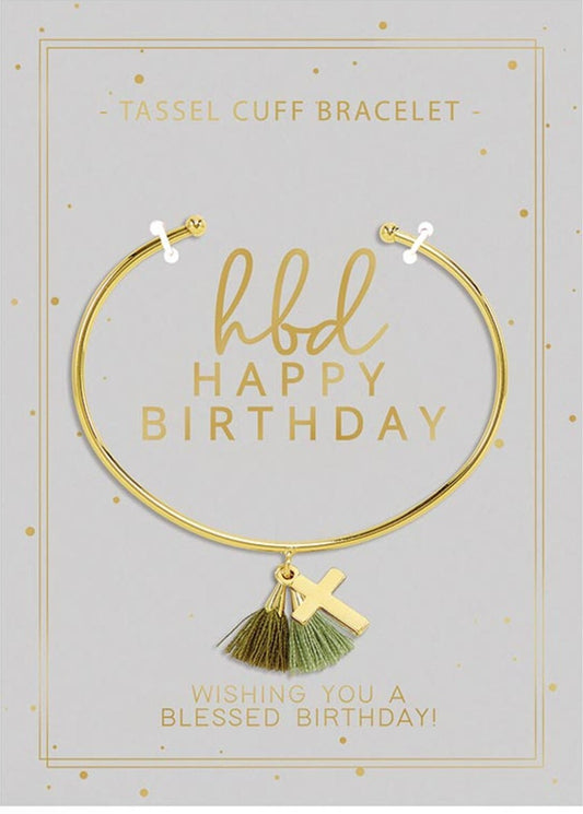 Copper Tassel Cuff Bracelet, "Happy Birthday", New #AB-279-R2 - Journeys of Faith