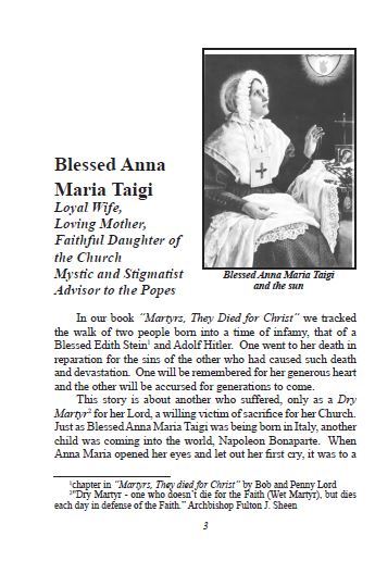 Blessed Anna Maria Taigi Pamphlet/Minibook, by Bob and Penny Lord, New - Journeys of Faith