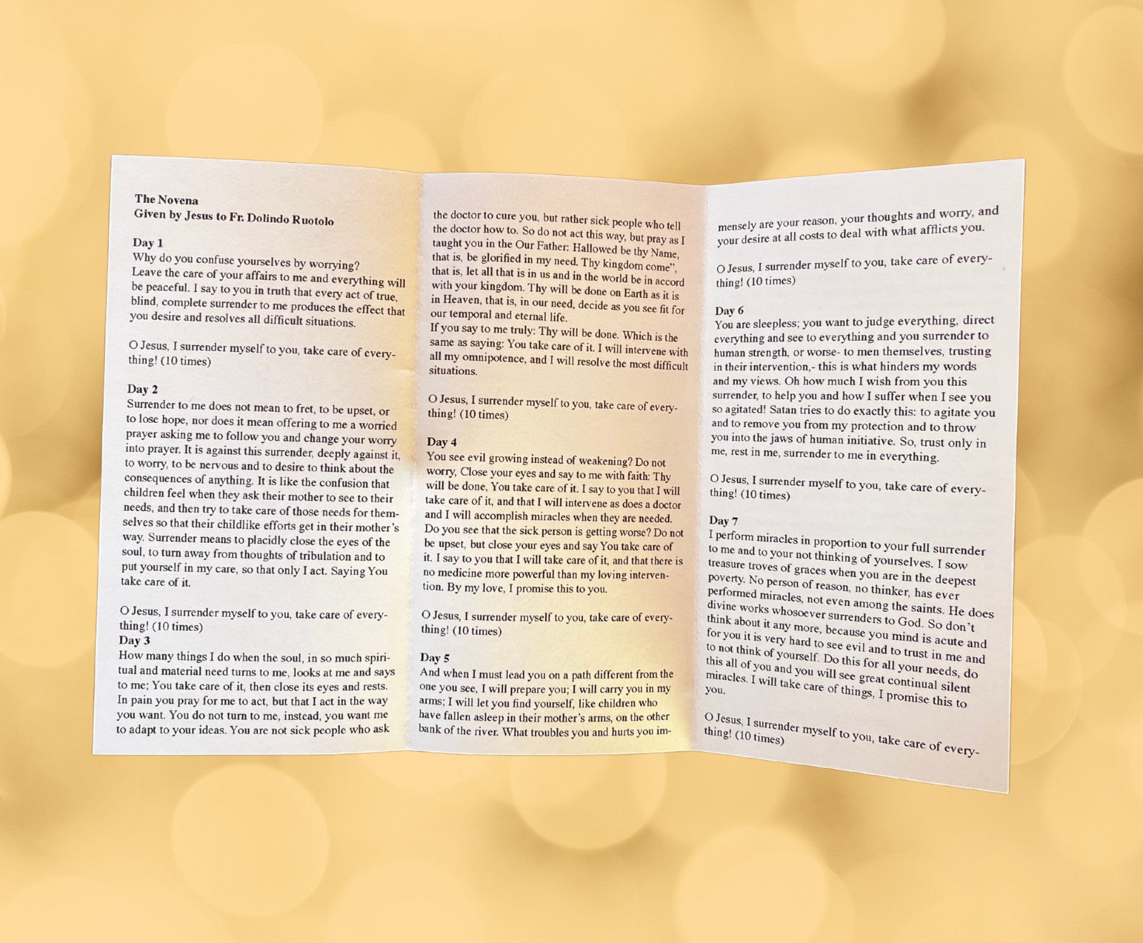 20 Pack The Surrender Novena Prayer Fr. Dolindo - Journeys of Faith