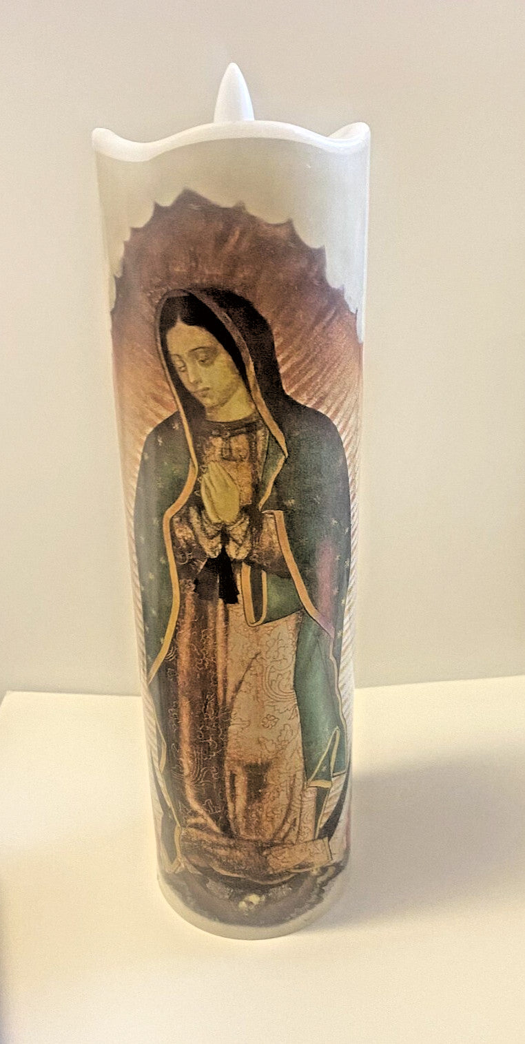 Our Lady of Guadalupe LED 8" Devotional Candle, New #AB-347-R2 - Journeys of Faith