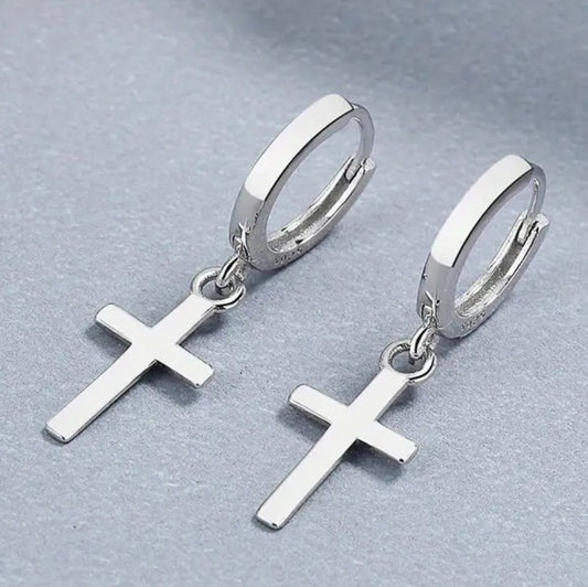 .925 Sterling Silver Small Cross Earrings, New #AB-379-R2 - Journeys of Faith