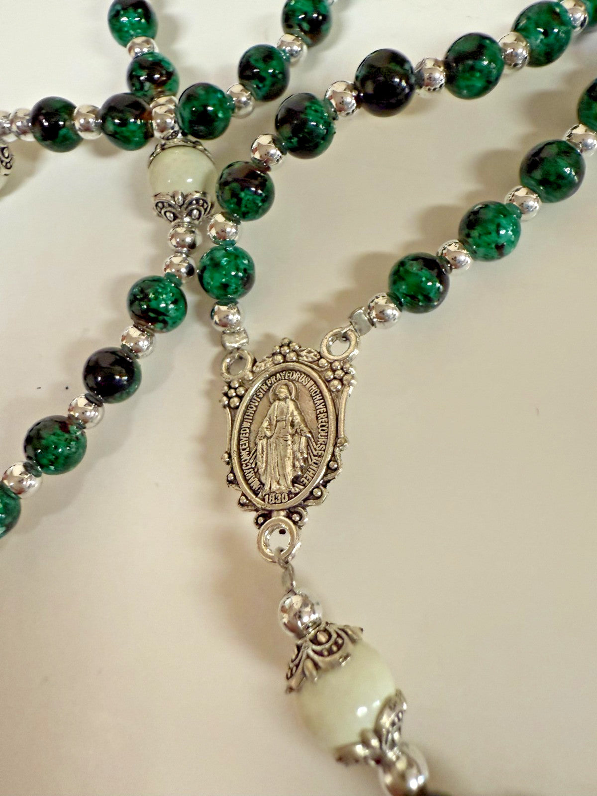 St Patrick Green Marbled Rosary,  New Gftshp-64 - Journeys of Faith