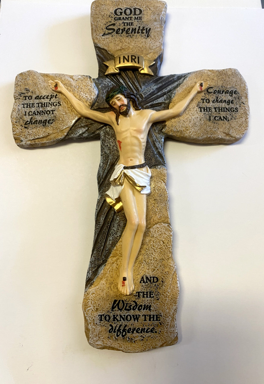 Serenity Prayer Crucifix 10", New - Bob and Penny Lord