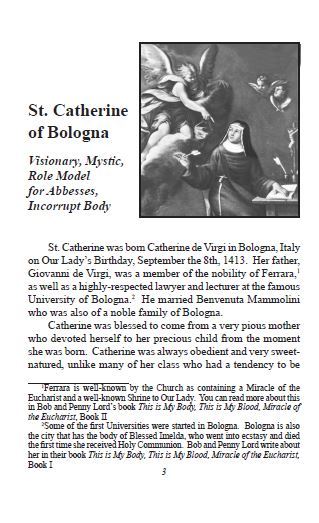 Saint Catherine of Bologna Pamphlet/Minibook, by Bob and Penny Lord, New - Journeys of Faith