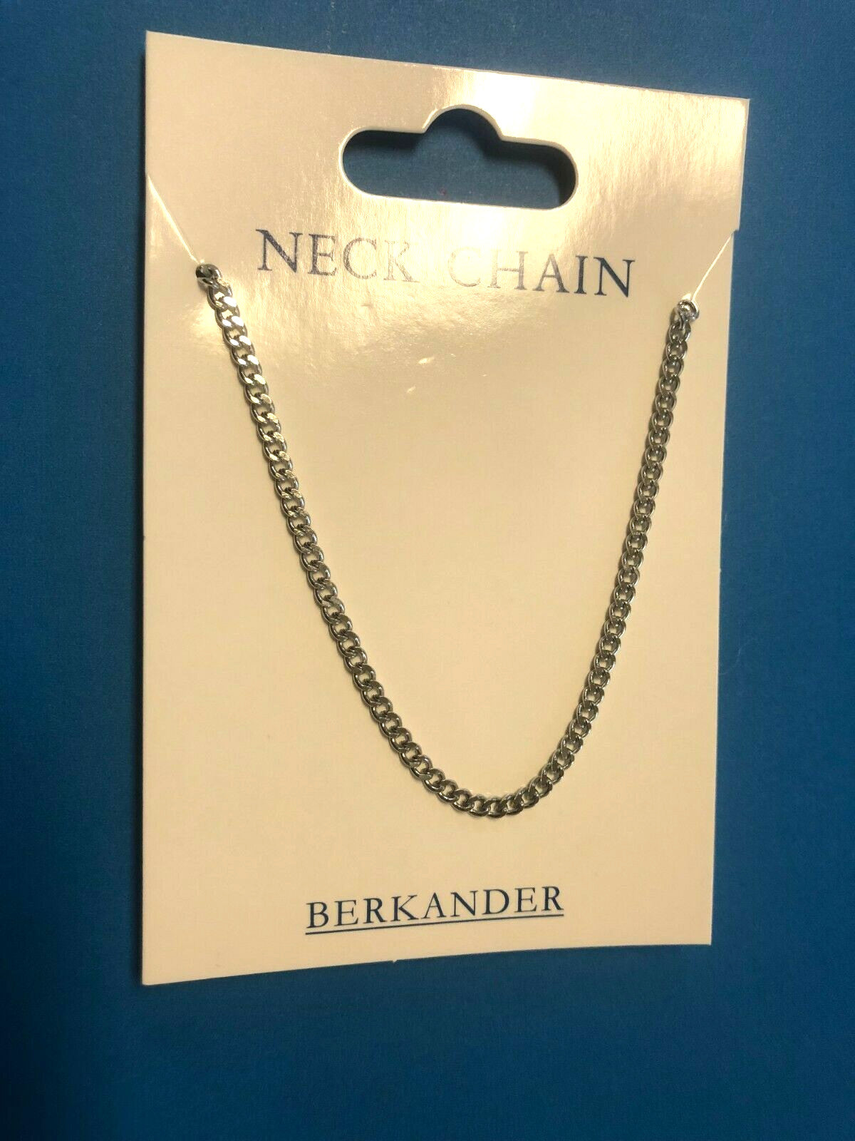 24-inch stainless steel curb chain necklace by Berkander, close-up of polished, durable jewelry chain for fashion accessories