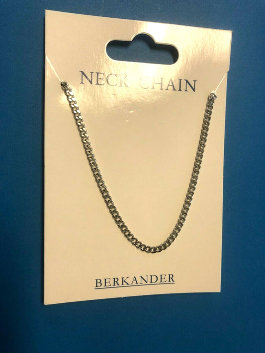 24-inch stainless steel curb chain necklace by Berkander, close-up of polished, durable jewelry chain for fashion accessories