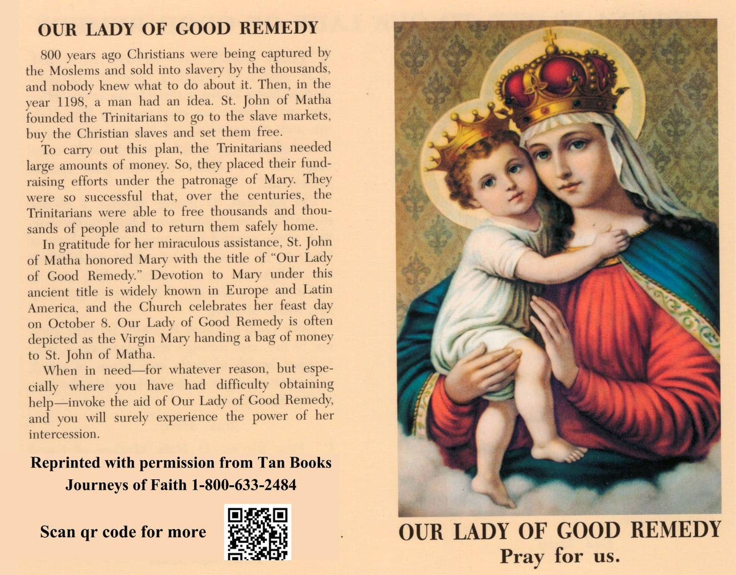 Our Lady of Good Remedy Prayer Card 20 Pack PC-124 Journeys of Faith Collectibles:Religion & Spirituality:Christianity:Holy Cards