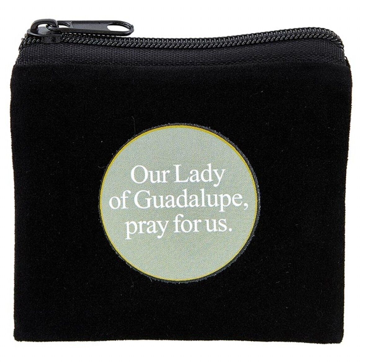 Our Lady of Guadalupe Small Black 3" Zip Rosary Pouch, New #MD-065