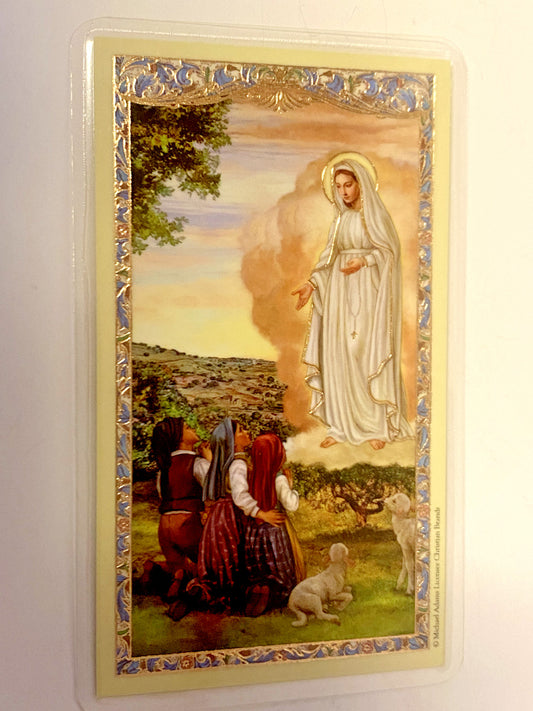 Our Lady of Fatima Laminated Novena Prayer Card, New #PCL-06
