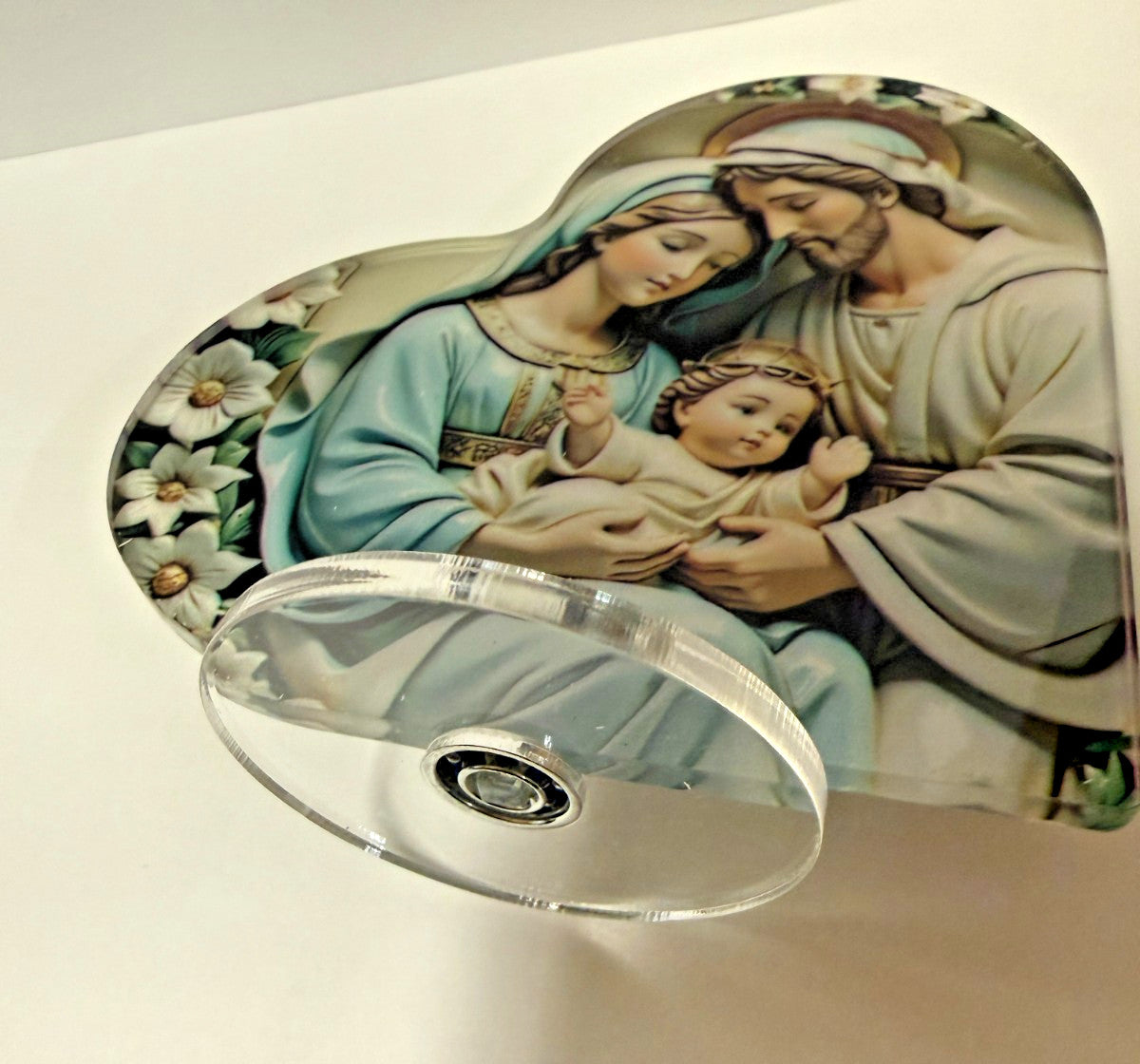 Holy Family Small Heart Acrylic Image, New #Gftshp-240