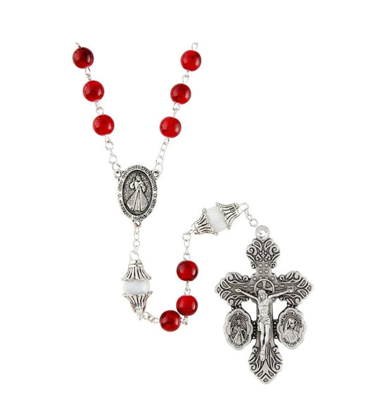 Saint Sister Faustina + Divine Mercy Dual Medal Crucifix Rosary, New #Gftshp-113 - Journeys of Faith