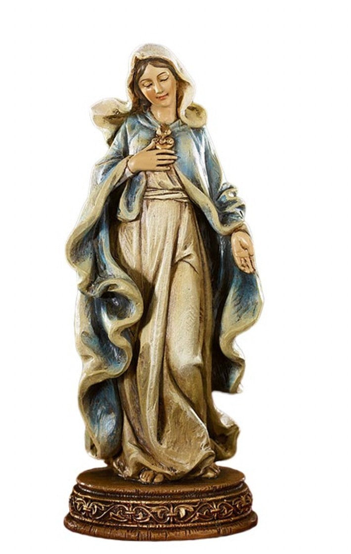Immaculate Heart of Mary 6-inch religious statue by Bob and Penny Lord, depicting the Virgin Mary with heart and serene expression.