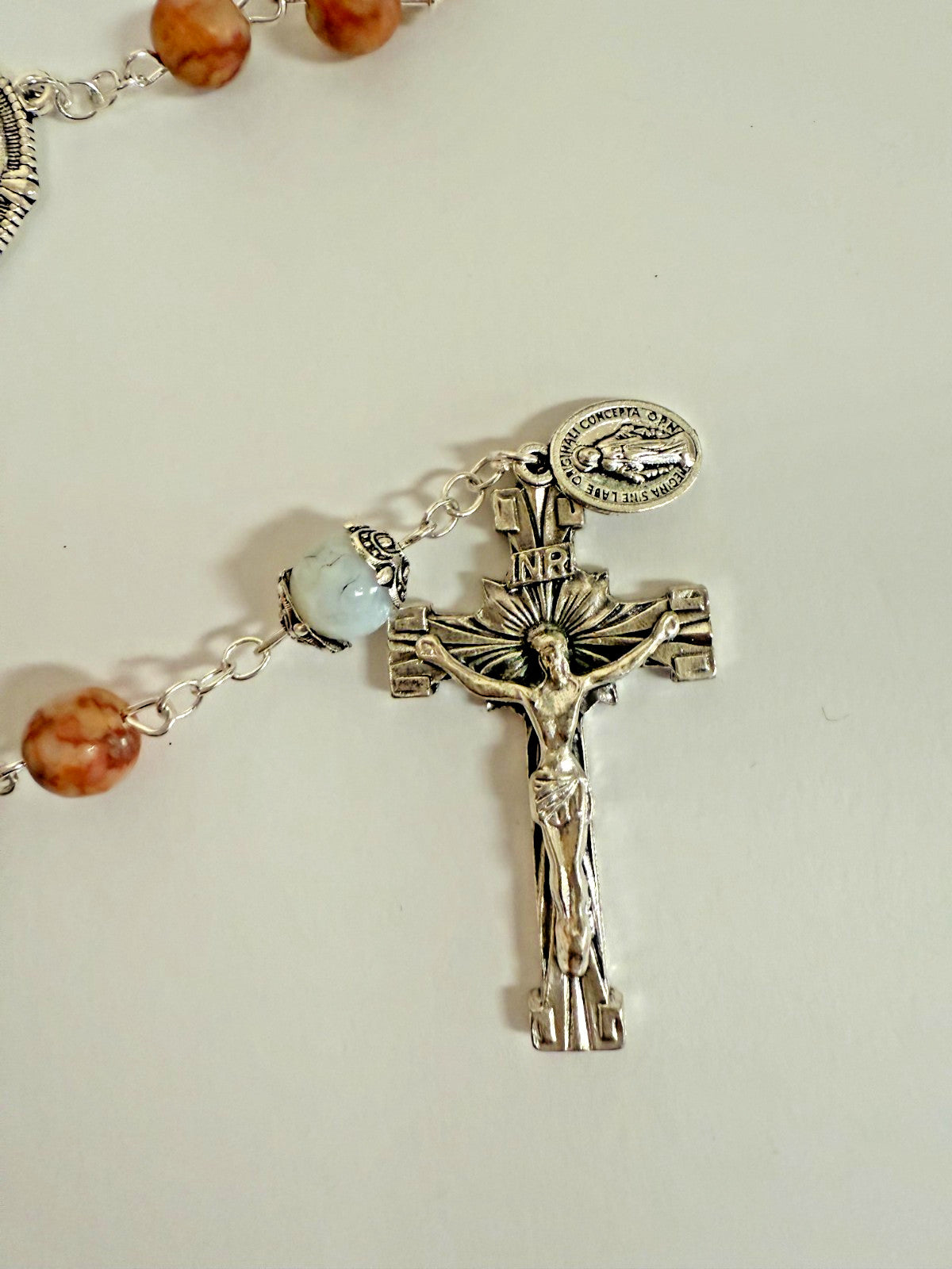 Orange Howlite Stone Beads Rosary, New #Gftshp-57 - Journeys of Faith