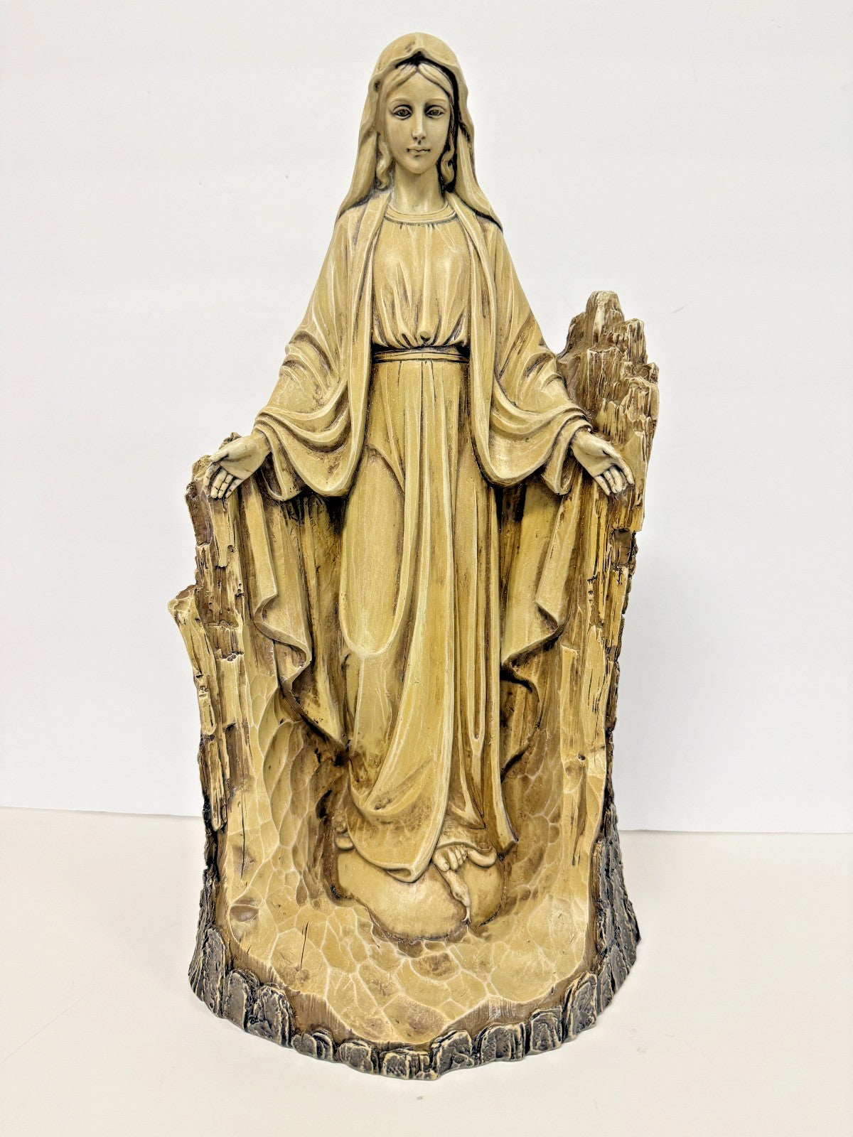 Our Lady of Grace  14.25" Carved Finish Garden Statue, New #RM-62-R2