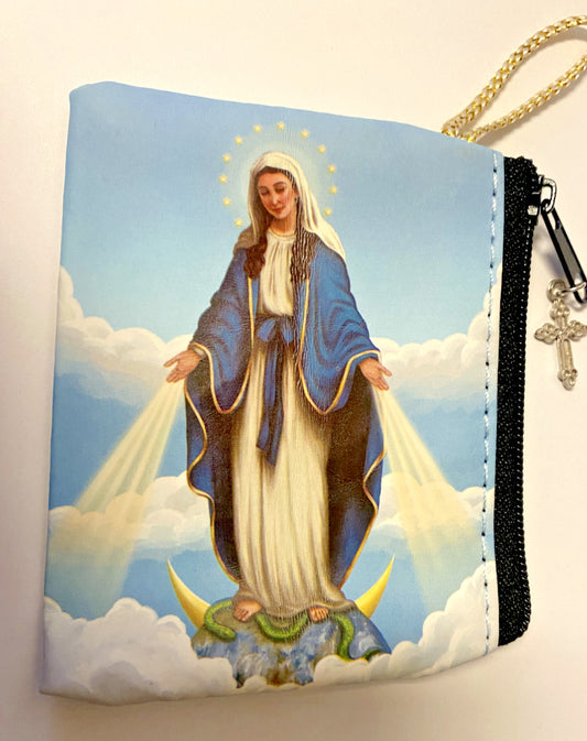 Our Lady of Grace Small 3.25" Zip Rosary Pouch, New #AB-039