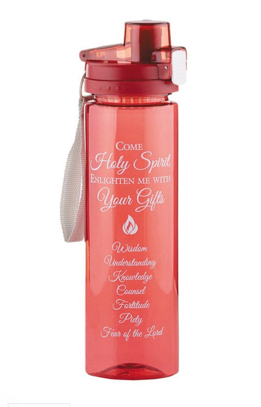 Confirmation "Come Holy Spirit" 24 oz. Christian water bottle by Bob and Penny Lord featuring religious artwork and vibrant design.