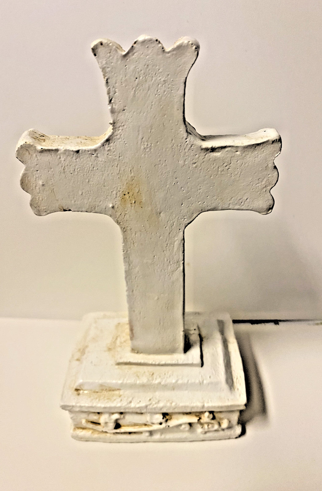 Distressed beige 6-inch Christian cross collectible by Bob and Penny Lord, featuring a rustic, decorative design.