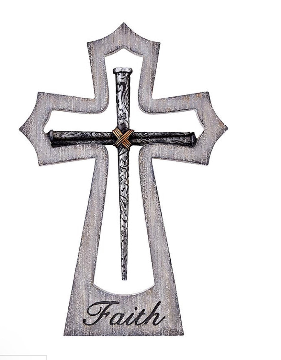 Layered Cross, Titled "Cross of  Nails",  10" New # AB-093