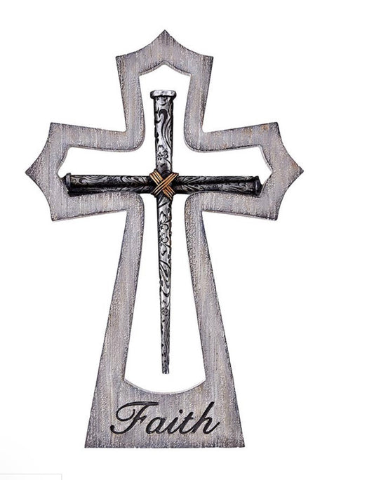 Layered Cross, Titled "Cross of  Nails",  10" New # AB-093