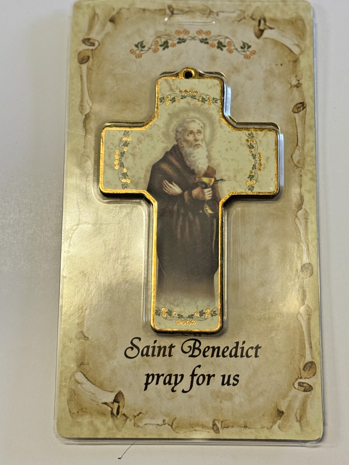 Saint Benedict 5" Wood Cross, New #AB-271-R2 - Journeys of Faith