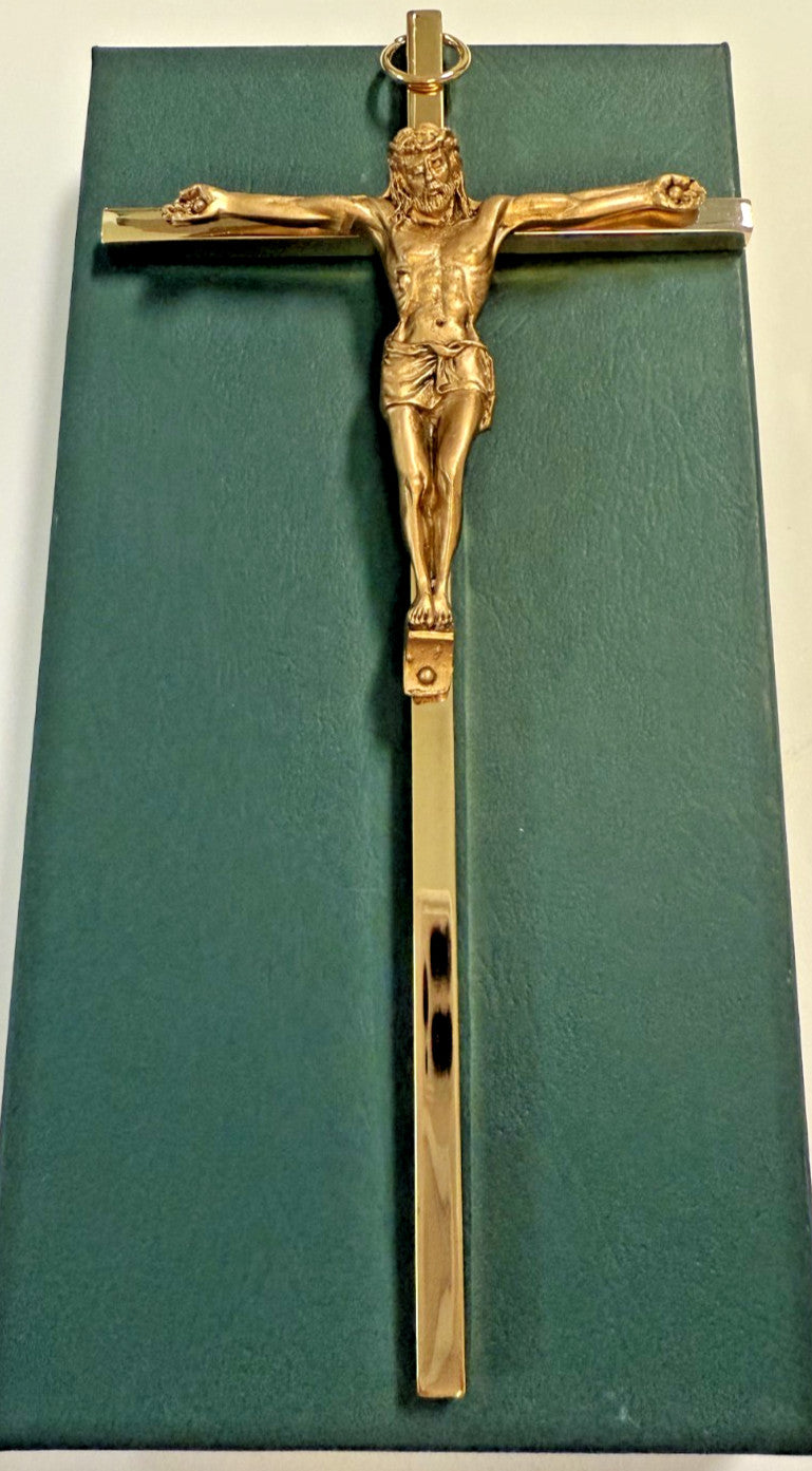 7" Gold Plated  with Antique Gold  Wall Crucifix, New #AB-347-R2 - Journeys of Faith