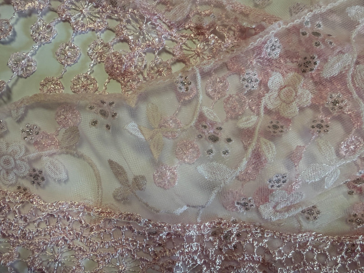 Women's  Pink Lace Church Veil, New #AB-456-R2