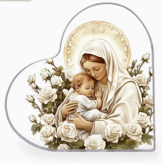 Blessed Mary & Child Jesus Small Heart Acrylic Image, New #ALM-031-R2 Bob and Penny Lord Journeys of Faith Collectibles:Religion & Spirituality:Christianity:Plates & Plaques